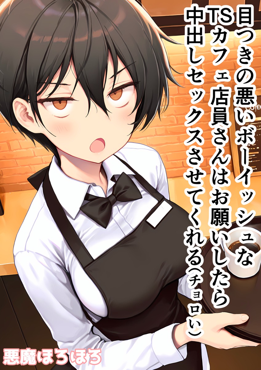 【エロ漫画】喫茶店で働くボーイッシュな巨乳店員は同じ学校の先輩JKだった！放課後の教室でセックスをお願いしてパイパンまんこに生ハメ