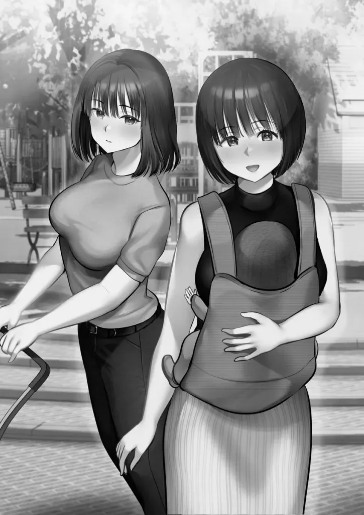 【エロ漫画】公園で知り合ったママ友と生ハメ3P！赤ちゃんの前で母乳おっぱいを味わうw