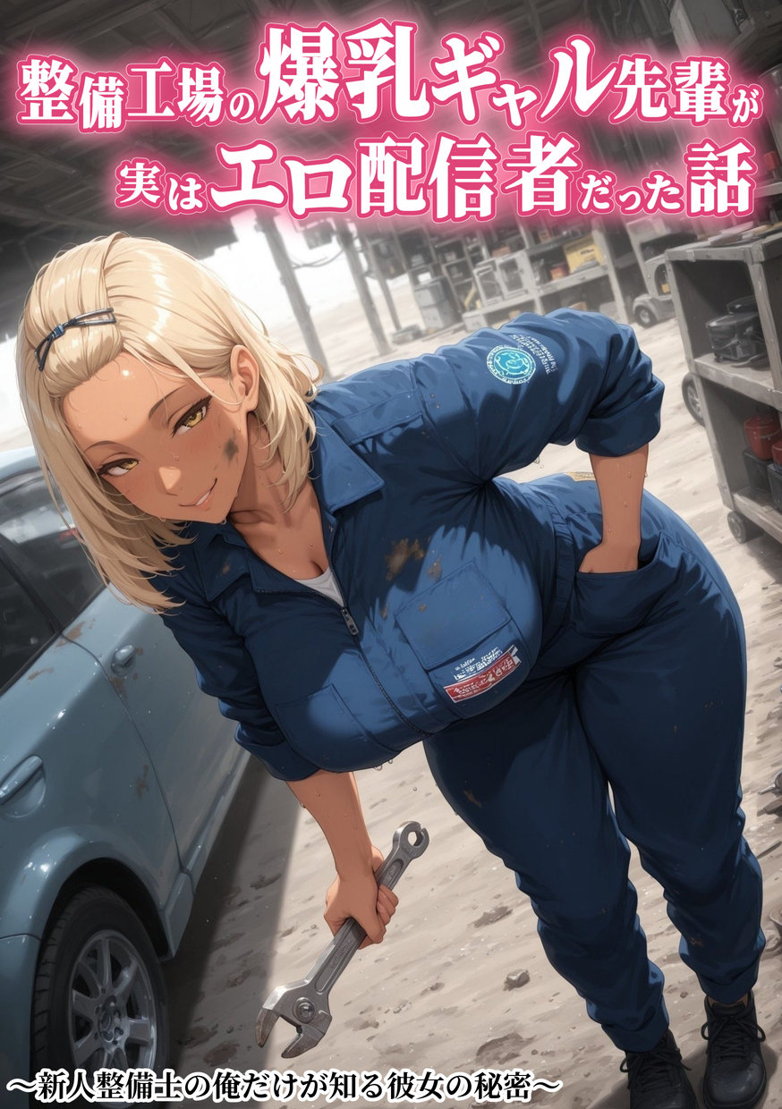 【エロ漫画】工場の巨乳黒ギャル先輩のオナニー配信を見つけた新人後輩！仕事の休憩中に問い詰めて口止めエッチ