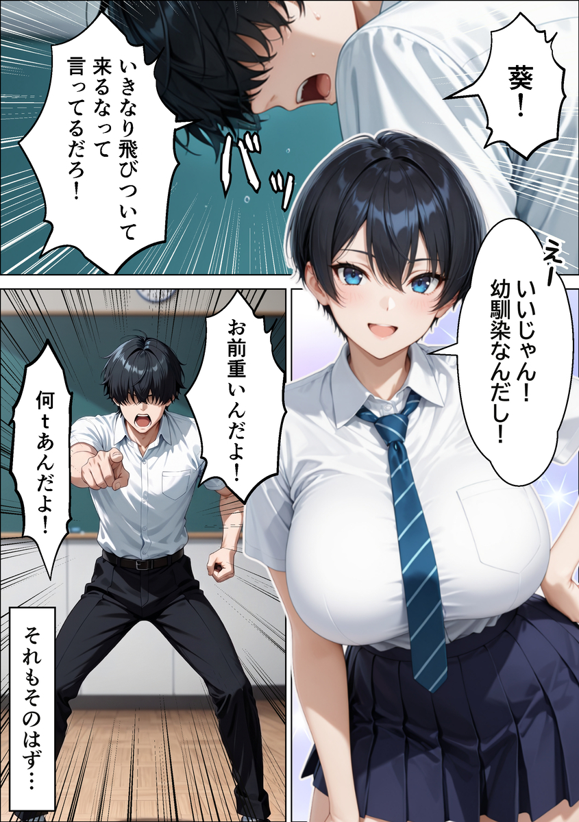 【エロ漫画】ボーイッシュな巨乳JKと保健室で友達セックス！乳首とマンコをほぐしてメスの顔に