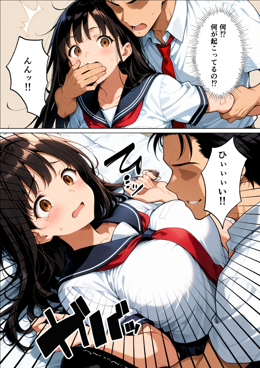 【エロ漫画】彼氏とラブラブな気弱彼女を保健室でレイプするサッカー部のチャラ男！黒髪ロングの清楚JKがチンポにメス堕ち